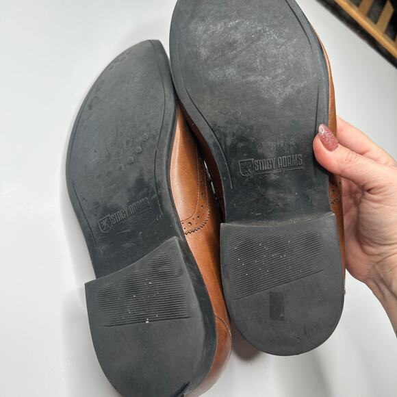 Stacy Adams Garrison Cognac Wingtip Leather Dress Shoes - Picture 9 of 11